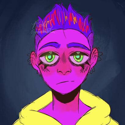 1 flat color character bust w/ simple background- $15